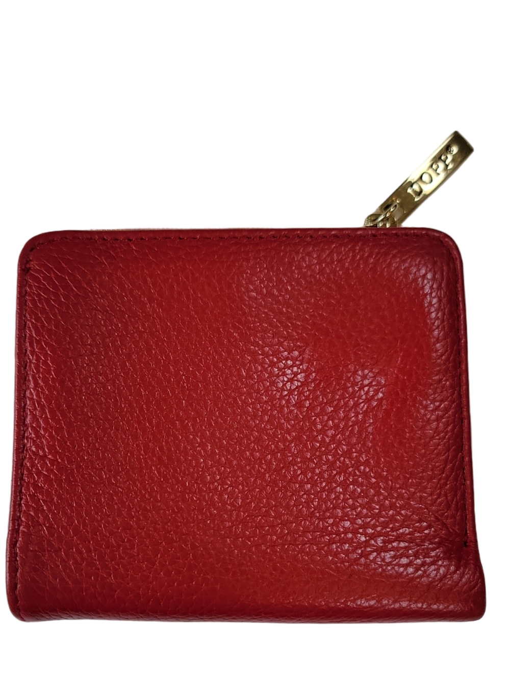 Dopp Red Pebbled Leather Compact Wallet EUC